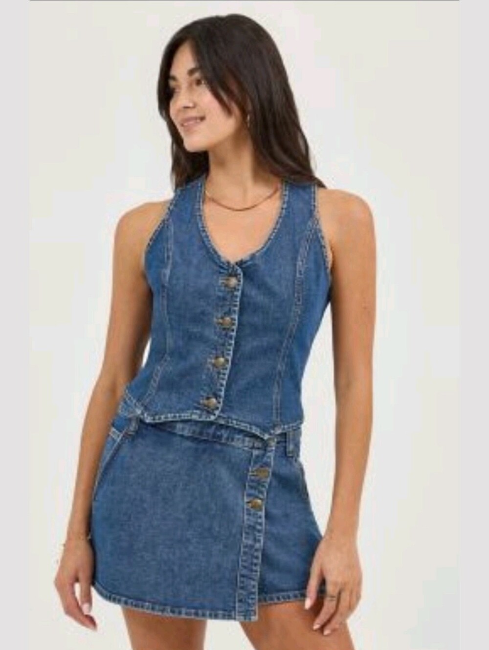 NWT! Lee Blue Denim Vest And Skort Set